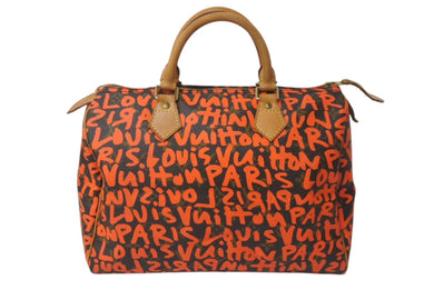 極美品 LOUIS VUITTON ルイヴィトン スピーディ30 ボストンバッグ M93705 モノグラム グラフィティ オレンジ 中古 4b000874