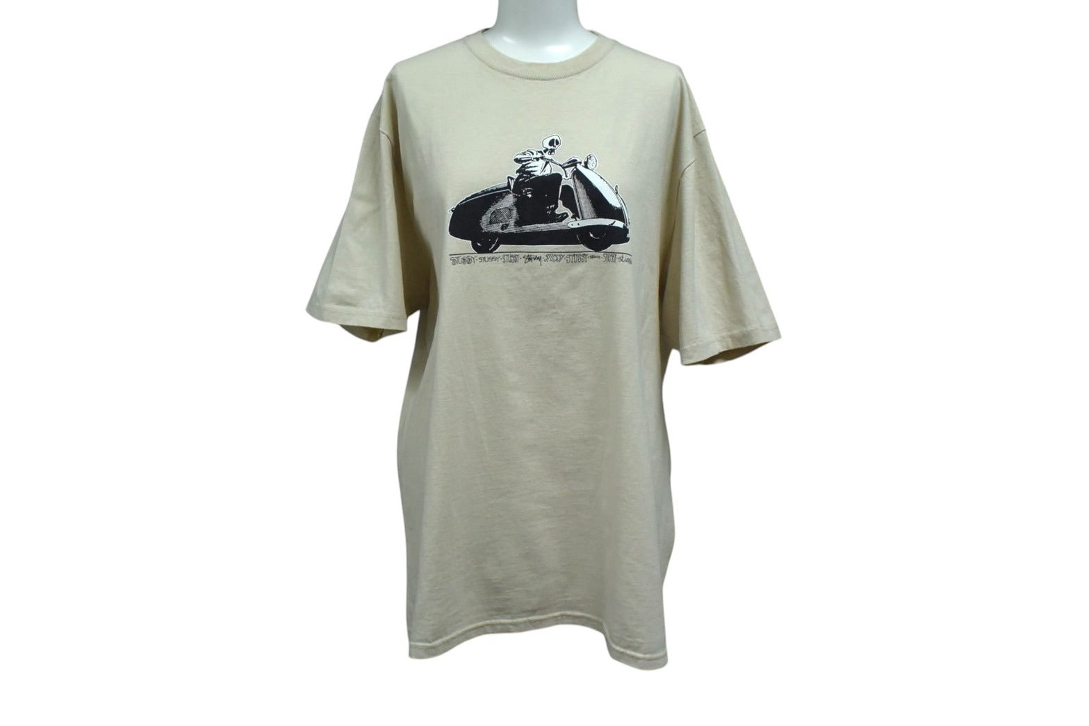 STUSSY - STUSSY ステューシー Skull Scooter スカルスクーター 半袖Tシャツ 22SS サイズM サンドベージュ プリント 美品 中古 4b000889 STUSSY ステューシー Skull Scooter スカルスクーター 半袖T
