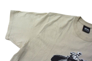 STUSSY ステューシー Skull Scooter スカルスクーター 半袖Tシャツ 22SS サイズM サンドベージュ プリント 美品 中古 4b000889