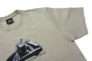 STUSSY ステューシー Skull Scooter スカルスクーター 半袖Tシャツ 22SS サイズM サンドベージュ プリント 美品 中古 4b000889 