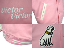 Load image into Gallery viewer, 新品未使用 VICTOR VICTOR WORLDWIDE ヴィクター ヴィクター ワールドワイド バーシティ ジャケット ピンク ウール レザー NIGO VV29JK001PK3 サイズL 中古 4b000924