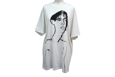 LOEWE ロエベ 半袖Ｔシャツ H6299520CR サイズM 19FW デッサンモチーフ プリント ホワイト ブラック コットン 美品 中古 4b000939