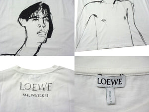 LOEWE ロエベ 半袖Ｔシャツ H6299520CR サイズM 19FW デッサンモチーフ プリント ホワイト ブラック コットン 美品 中古 4b000939