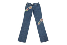 Load image into Gallery viewer, 新品未使用 Christian Dior クリスチャンディオール デニムパンツ 5P12044166 サイズ36 ガリアーノ期 フラワー ラインストーン 中古 4b000961