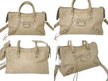 Load image into Gallery viewer, BALENCIAGA バレンシアガ クラシック メタリック エッジ シティ 2WAYバッグ ハンドバッグ ショルダー ベージュ 432831 シルバー金具 美品 中古 4b000971