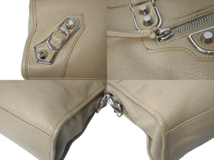 BALENCIAGA バレンシアガ クラシック メタリック エッジ シティ 2WAYバッグ ハンドバッグ ショルダー ベージュ 432831 シルバー金具 美品 中古 4b000971