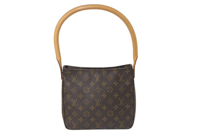 極美品 LOUIS VUITTON ルイヴィトン ルーピングMM ハンドバッグ M51146 モノグラム ゴールド金具 ブラウン 中古 4b000975