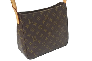 極美品 LOUIS VUITTON ルイヴィトン ルーピングMM ハンドバッグ M51146 モノグラム ゴールド金具 ブラウン 中古 4b000975