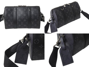 極美品 LOUIS VUITTON ルイヴィトン シティ キーポル ショルダーバッグ M45936 モノグラム エクリプス キャンバス 中古 4b000983