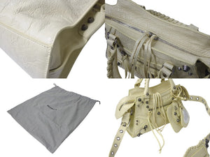 極美品 BALENCIAGA バレンシアガ Neo Cagole XS 2WAY ショルダーバッグ ネオカゴール 700940 イエロー ラムスキン シルバー金具 中古 4b000987