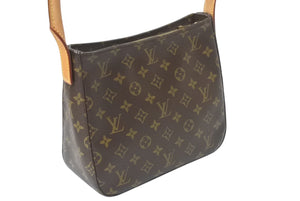 極美品 LOUIS VUITTON ルイヴィトン ルーピングMM ハンドバッグ M51146 モノグラム ゴールド金具 ブラウン 中古 4b000995
