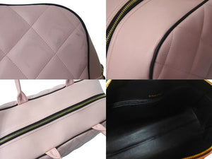 極美品 CHANEL シャネル ボストンバッグ 3番台 キルティング ピンク ロゴ カーフスキン ゴールド金具 中古 4b000100
