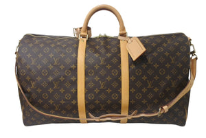 極美品 LOUIS VUITTON ルイヴィトン キーポル バンドリエール60 ボストンバッグ M41412 モノグラム PVC レザー ブラウン 中古 4b001000