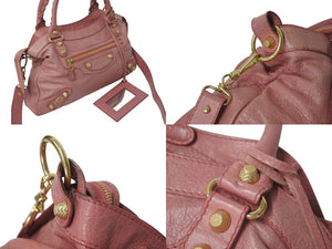 BALENCIAGA バレンシアガ ザ ジャイアント タウン 2WAY ハンドバッグ 285434 ピンク レザー ショルダー 美品 中古 4b001010