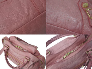 BALENCIAGA バレンシアガ ザ ジャイアント タウン 2WAY ハンドバッグ 285434 ピンク レザー ショルダー 美品 中古 4b001010
