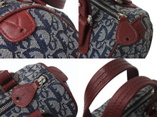 Load image into Gallery viewer, Christian Dior クリスチャンディオール トロッター レザー ハンドバッグ キャンバス レザー ネイビー ボルドー シルバー金具 美品 中古 4b001015