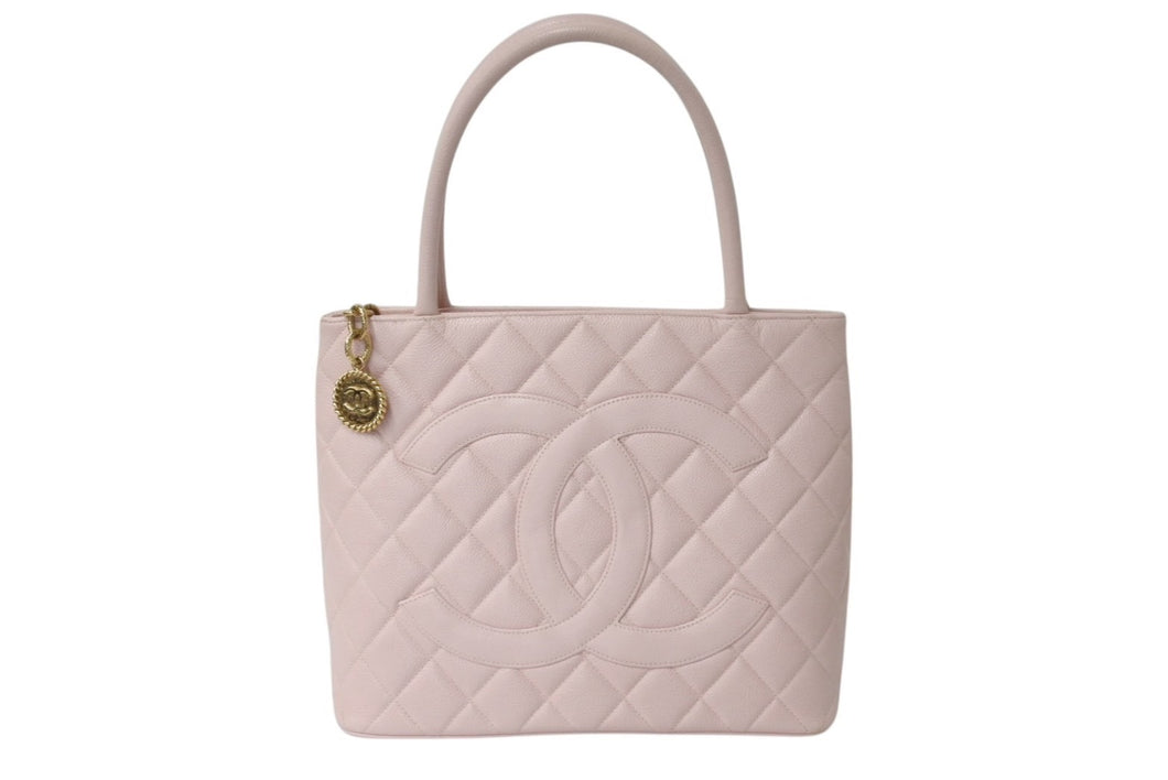 極美品 CHANEL シャネル 復刻トート ハンドバッグ A01804 ココマーク キャビアスキン ピンク 6番台 中古 4b001139