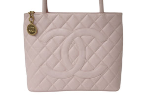 極美品 CHANEL シャネル 復刻トート ハンドバッグ A01804 ココマーク キャビアスキン ピンク 6番台 中古 4b001139