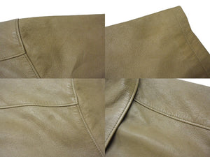 PRADA プラダ ナッパレザー ジップアップ半袖シャツ UPC210 サイズ50 24SS ベージュ トライアングルロゴパッチ 良品 中古 4b001240