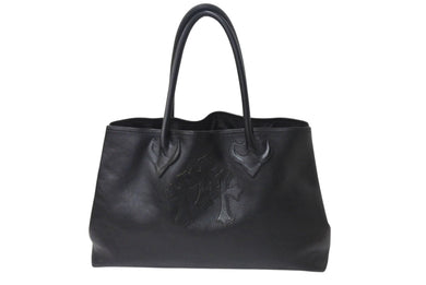 極美品 CHROME HEARTS クロムハーツ 3セメタリー トートバッグ レザー ハンドバッグ ブラック シルバー925 中古 4b001262