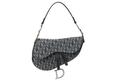 極美品 Christian Dior クリスチャンディオール トロッター サドルバッグ ブラック ガリアーノ期 シルバー金具 ワンショルダー ロゴ 中古 4b000130