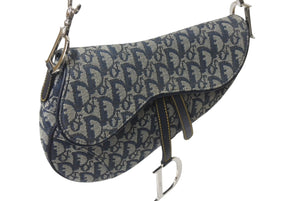 極美品 Christian Dior クリスチャンディオール トロッター サドルバッグ ブラック ガリアーノ期 シルバー金具 ワンショルダー ロゴ 中古 4b000130
