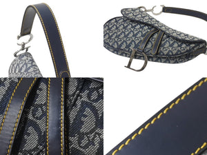 極美品 Christian Dior クリスチャンディオール トロッター サドルバッグ ブラック ガリアーノ期 シルバー金具 ワンショルダー ロゴ 中古 4b000130
