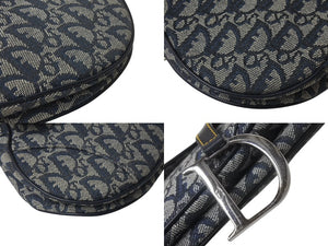 極美品 Christian Dior クリスチャンディオール トロッター サドルバッグ ブラック ガリアーノ期 シルバー金具 ワンショルダー ロゴ 中古 4b000130