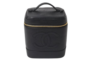 極美品 CHANEL シャネル バニティ ハンドバッグ 3番台 キャビアスキン ココマーク ブラック ゴールド金具 中古 4b000143