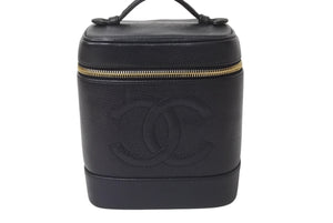 極美品 CHANEL シャネル バニティ ハンドバッグ 3番台 キャビアスキン ココマーク ブラック ゴールド金具 中古 4b000143