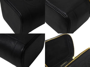 極美品 CHANEL シャネル バニティ ハンドバッグ 3番台 キャビアスキン ココマーク ブラック ゴールド金具 中古 4b000143