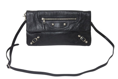 BALENCIAGA バレンシアガ ジャイアント エンベロープ クラッチバック 327079 レザー ブラック シルバー金具 美品 中古 4b001472