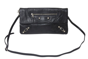 BALENCIAGA バレンシアガ ジャイアント エンベロープ クラッチバック 327079 レザー ブラック シルバー金具 美品 中古 4b001472