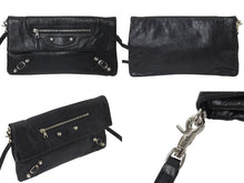 Load image into Gallery viewer, BALENCIAGA バレンシアガ ジャイアント エンベロープ クラッチバック 327079 レザー ブラック シルバー金具 美品 中古 4b001472