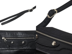 BALENCIAGA バレンシアガ ジャイアント エンベロープ クラッチバック 327079 レザー ブラック シルバー金具 美品 中古 4b001472