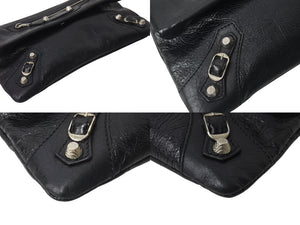 BALENCIAGA バレンシアガ ジャイアント エンベロープ クラッチバック 327079 レザー ブラック シルバー金具 美品 中古 4b001472