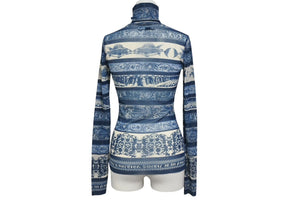 極美品 Jean Paul GAULTIER SOLEIL ジャンポールゴルチェ ソレイユ パワーネット 長袖トップス KK J2 HW 0175 サイズS 総柄 中古 4b001604