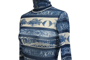 極美品 Jean Paul GAULTIER SOLEIL ジャンポールゴルチェ ソレイユ パワーネット 長袖トップス KK J2 HW 0175 サイズS 総柄 中古 4b001604