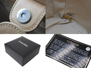 極美品 CHANEL シャネル PST チェーントートバッグ A50994 キャビアスキン ココマーク 11番台 ベージュ シルバー金具 中古 4b000170
