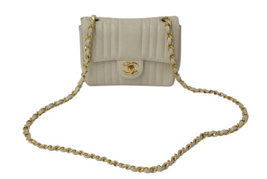 CHANEL シャネル ミニマトラッセ マドモワゼル キャビアスキン ココマーク 3番台 ベージュ 美品 中古 4b000179