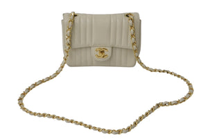 CHANEL シャネル ミニマトラッセ マドモワゼル キャビアスキン ココマーク 3番台 ベージュ 美品 中古 4b000179