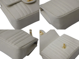 CHANEL シャネル ミニマトラッセ マドモワゼル キャビアスキン ココマーク 3番台 ベージュ 美品 中古 4b000179