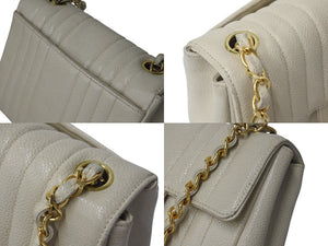 CHANEL シャネル ミニマトラッセ マドモワゼル キャビアスキン ココマーク 3番台 ベージュ 美品 中古 4b000179
