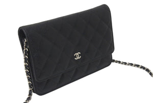 新品未使用 CHANEL シャネル チェーンウォレット 長財布 AP0250 25番台 ココマーク キャビアスキン ブラック 中古 4b000186
