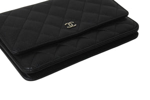 新品未使用 CHANEL シャネル チェーンウォレット 長財布 AP0250 25番台 ココマーク キャビアスキン ブラック 中古 4b000186