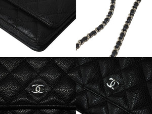 新品未使用 CHANEL シャネル チェーンウォレット 長財布 AP0250 25番台 ココマーク キャビアスキン ブラック 中古 4b000186