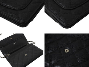 新品未使用 CHANEL シャネル チェーンウォレット 長財布 AP0250 25番台 ココマーク キャビアスキン ブラック 中古 4b000186