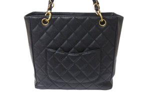 CHANEL シャネル PST チェーントートバッグ A50994 キャビアスキン ココマーク 8番台 ブラック ゴールド金具 美品 中古 4b000201