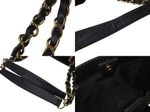 CHANEL シャネル PST チェーントートバッグ A50994 キャビアスキン ココマーク 8番台 ブラック ゴールド金具 美品 中古 4b000201