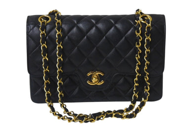 CHANEL シャネル マトラッセ23 Wフラップ Wチェーン ショルダーバッグ 0番台 ラムスキン ココマーク ブラック ゴールド金具 美品 中古 4b000202